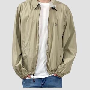 Vintage Y2K Neutral Beige Tommy Hilfiger Bomber Field Golf Jacket Sz Large